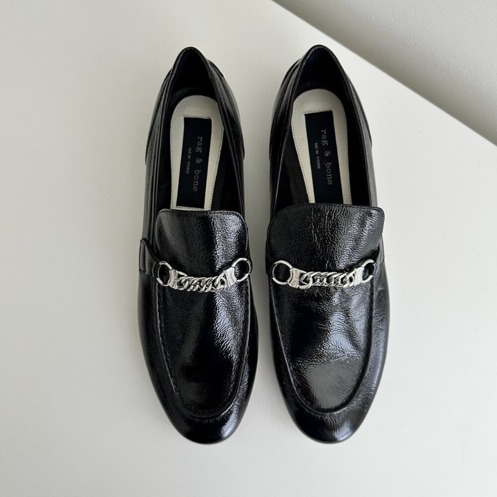 NEW Rag & Bone Curtis Black Patent Leather Loafers Size 38 (US 8)